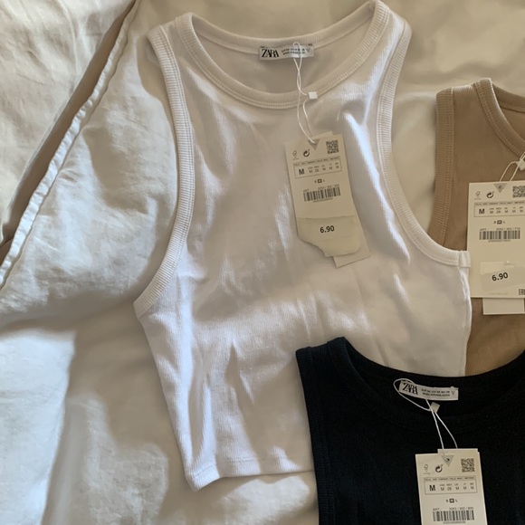 Zara Crop Tanks - black tan and white size medium - Picture 2 of 4